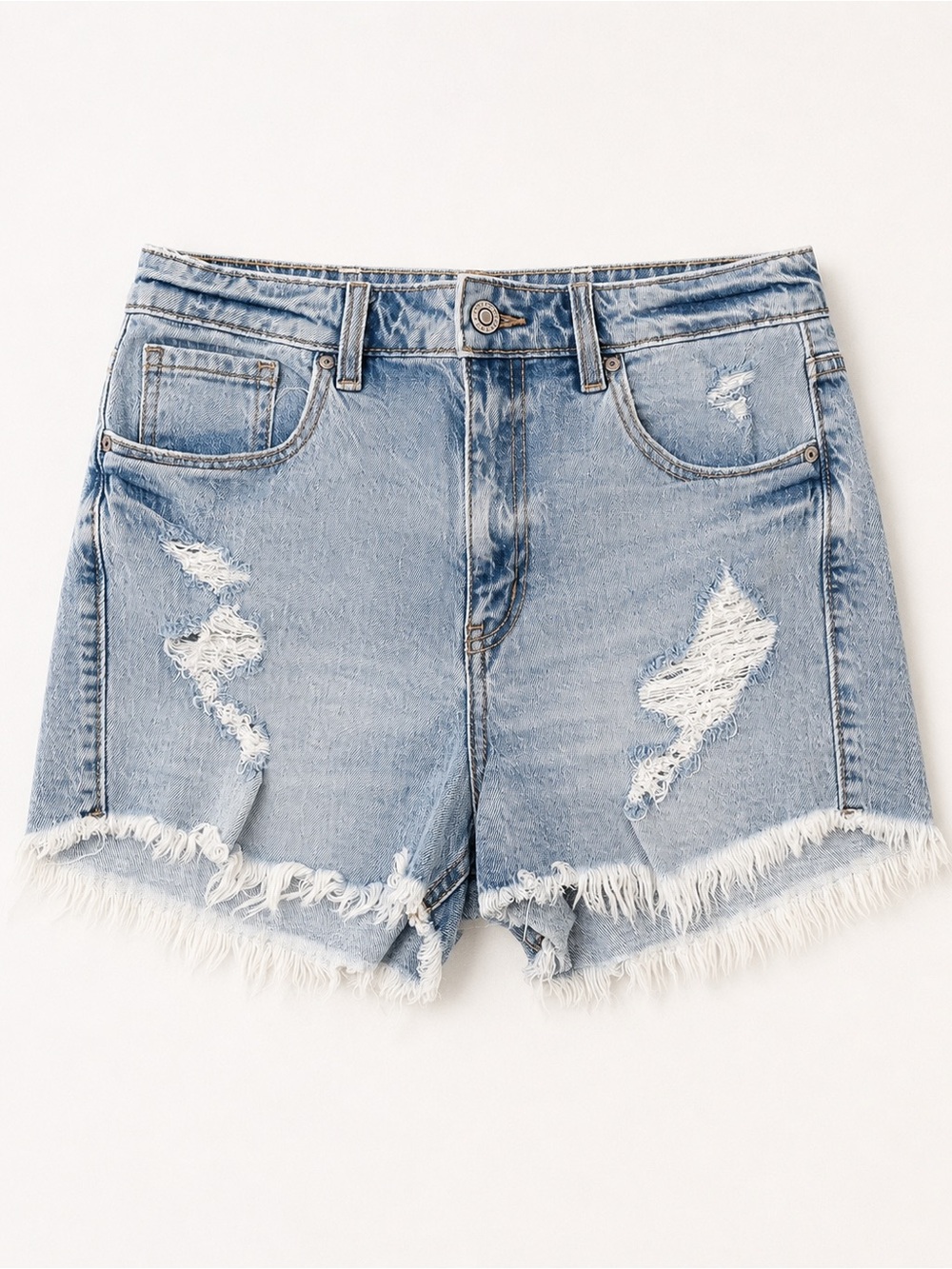 eunina Light Wash Distressed Denim Shorts